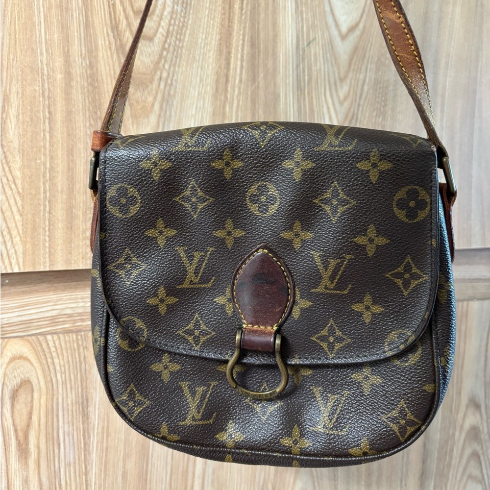 Louis Vuitton Monogram Canvas Shoulder Bag in Brown and Gold